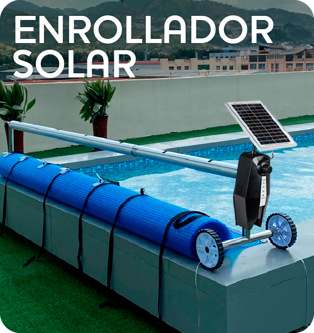 Enrollador solar para mantas de piscinas