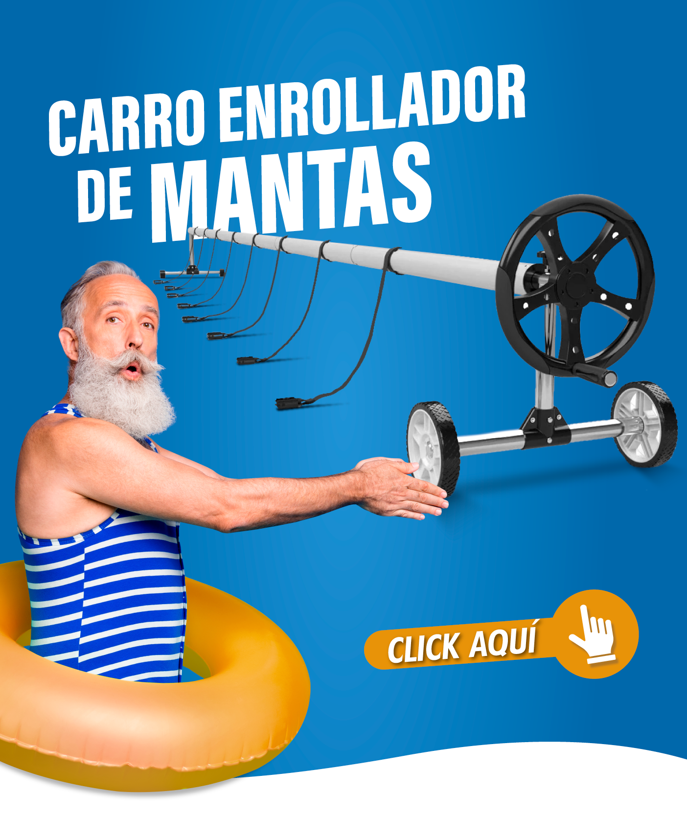 Carro enrollador de mantas de piscina